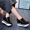 Thick-soled Waterproof Platform Canvas High-heeled Casual Shoes Zipper Foreign Trade Women's Shoes