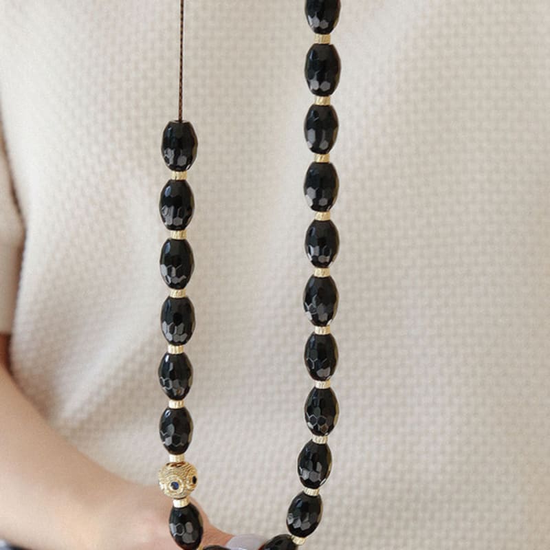 J.Lauren Mobile Onyx Long Chain Necklace Bn0587