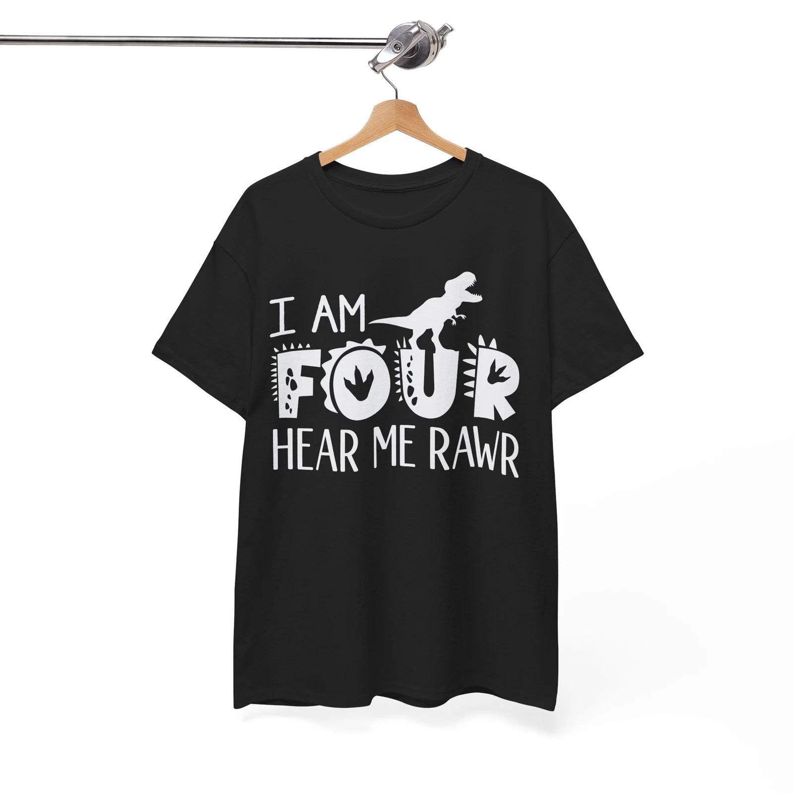 

Dinosaur T-Shirt | I Am Four Hear Me Shirt| T-Rex Jurassic Lover T-Shirt S