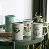 Outdoor Enamel Creative Coffee Tea Water Milk Cups Camping Mugs Enamel Mug with Handle Drinkware Vacation Hiking Mug Gifts