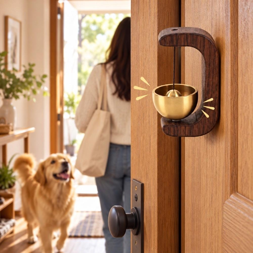 2pcs Self-Adhesive Wooden Doorbell C-Shape Design Hanging Door Bell  For Home Garden