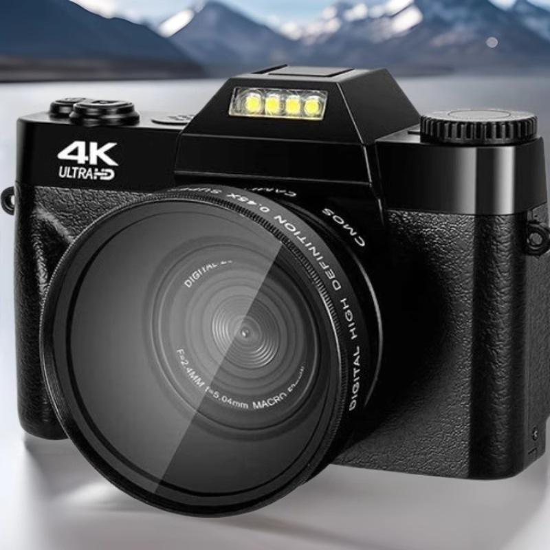 4K 48MP Digital Camera with Flip Screen & Wide-Angle Mirrorless LED