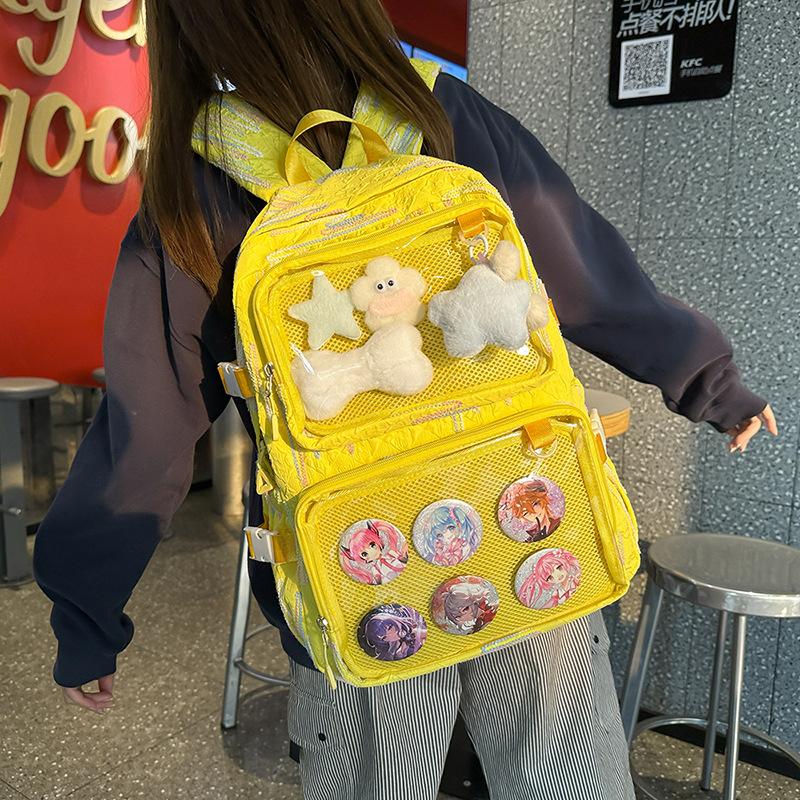 Junior High School Student Schoolbag Female Cute Fresh Large Capacity Backpack Japanese Ins Girl Transparent Shoulder Pain Bag
