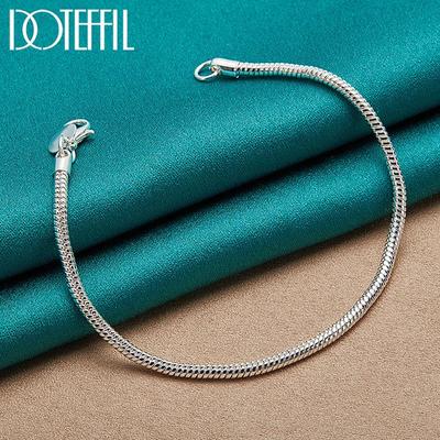 Bracciale in argento sterling 925 con catena a serpente da 3 mm, gioielli di moda
