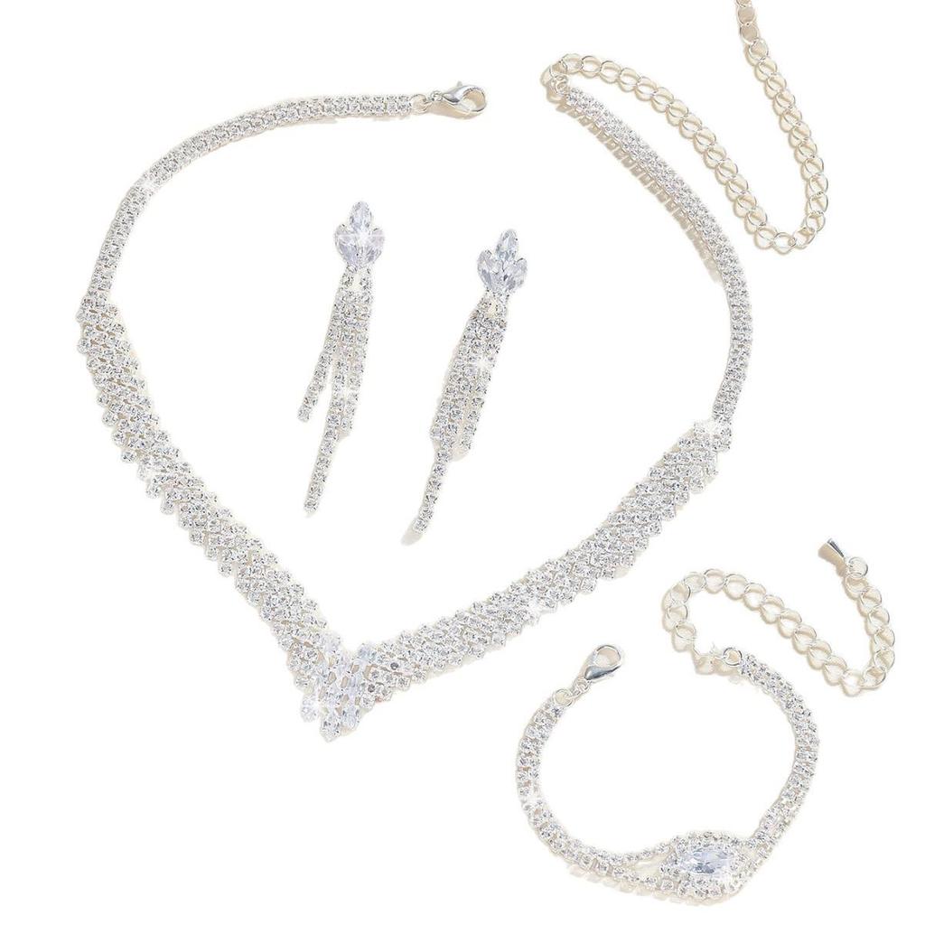 Elegant Rhinestone Zirconia Necklace & Jewelry Set for Bridal & Evening Wear