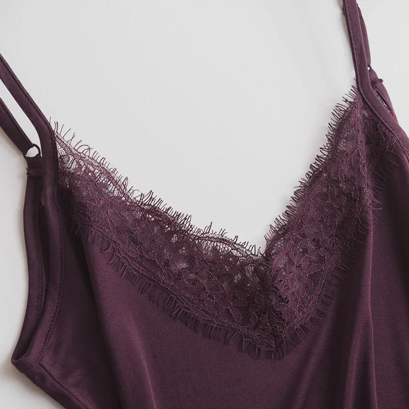 Tangge Mulberry Silk V-Neck Lace Suspender Top