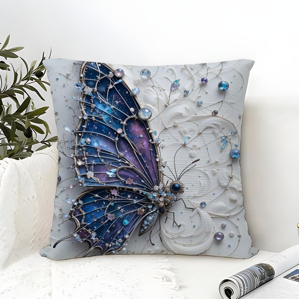 Colorful And Beautiful Butterfly Pillow Case Linen Pillow Case Sofa Home Decor Cushion Cover Cushion Cove