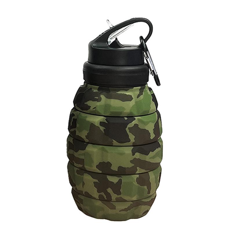 Retractable Foldable Water Bottle High Temperature Resistant Food Grade Silicone Camouflage Biking Hiking Athletic Water Bottle