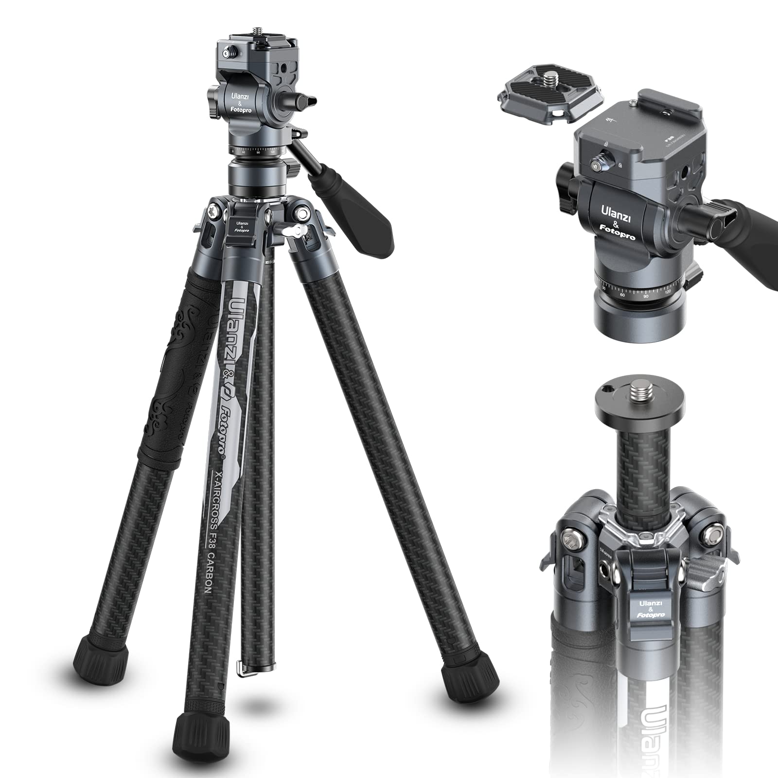 

Ulanzi F38 Carbon Fiber Tripod with Quick Adjustable Ball Head for Panoramic Includes Smartphone lbs Weight Ultra Travel Tripod for Mirrorless Action