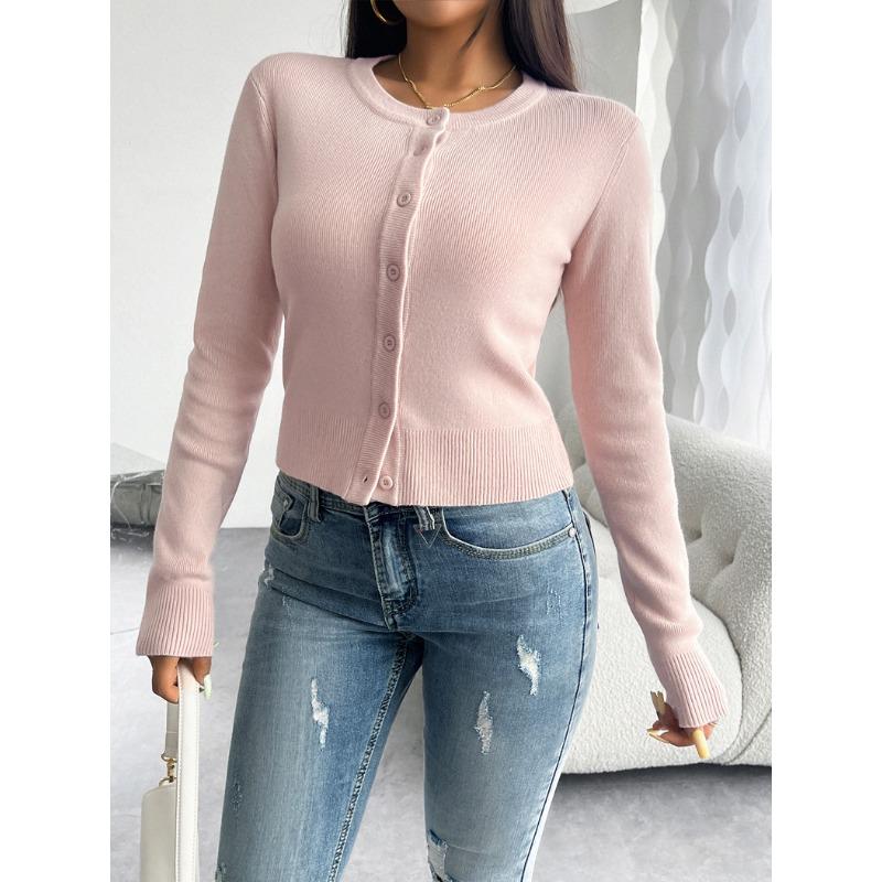 Damski top na jesień i zimę Temperament Slim Cardigan Rzędy guzików Długi rękaw Sweter