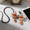 Hand-Carved Wooden Fox Pendant Keychain Cute Animal Design Phone Keys Bag Charm Eco-Friendly Gift Accessory