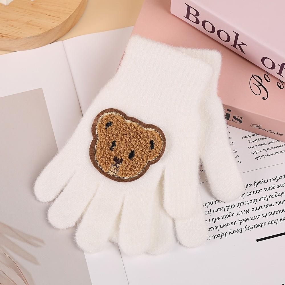 

New Cute Cartoon Bear Children Gloves Cold Proof Windproof Warm Mittens Full Finger Gloves Children белый