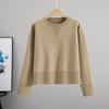 2026 Spring/Autumn Women's Loose Slimming Core-Spun Round Neck Solid Color Knit Sweater