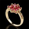 Female Cute Flower Rose Red Crystal Zircon Rings For Women Vintage Gold Color Wedding Promise Bands Jewelry Valentine's Day Gift