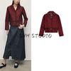Fall Women's Clothing European and American Leisure Loose Lapels Suede Textured Leather Long Sleeve Suit Coat 5129041