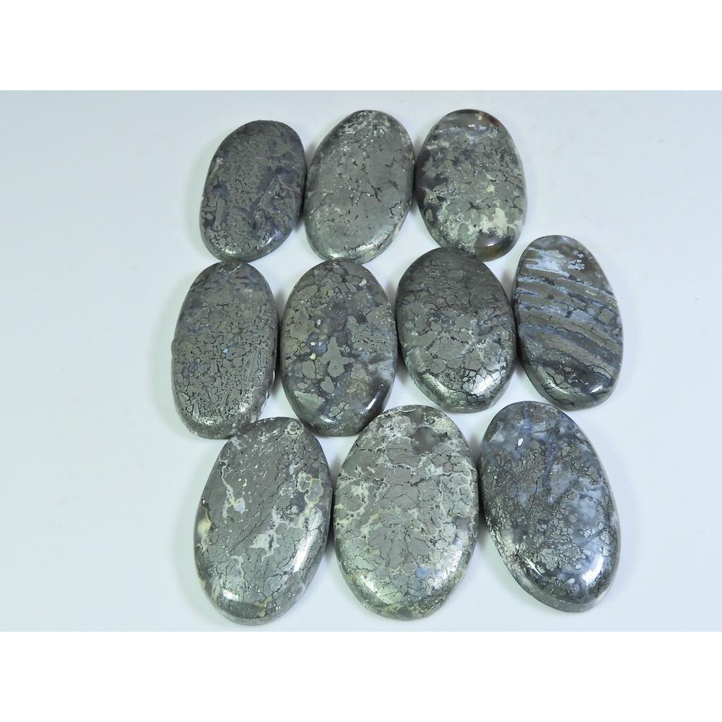 471Cts. Natural Marcasite Oval Shape Cabochon Loose Gemstone 10 Pcs Lot C-319