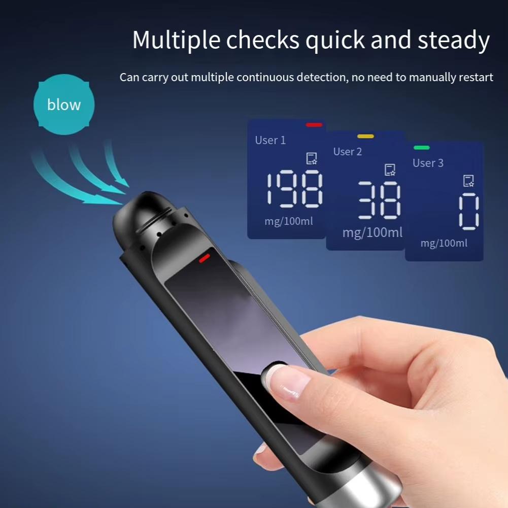 Alcohol Tester + Temporary Parking Number Plate + Window Breaker Blowing Electronic Digital Breathalyzer Portable Alcohol Detector LED Display