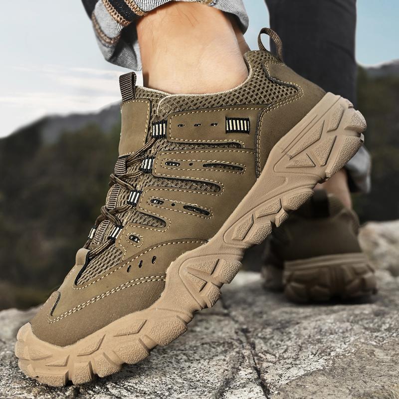 Zapatos de senderismo para hombre de estilo retro, resistentes, impermeables, con suela antideslizante, para viajes de montaña