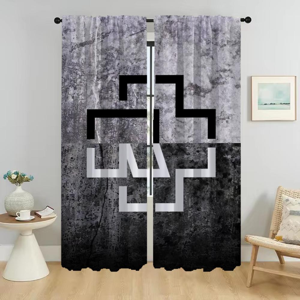 Kjøkkengardiner 2 stk Rock-rammsteines Mørkleggingsgardiner for Stue Gardiner Halloween Dekorasjon Persienner Skillevegg Barn