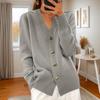 Women's Autumn/Winter V-Neck Knitted Cardigan with Heart Row Buttons
