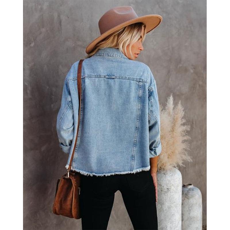 Denim Coat Women's Loose Ruffled Short Jacket