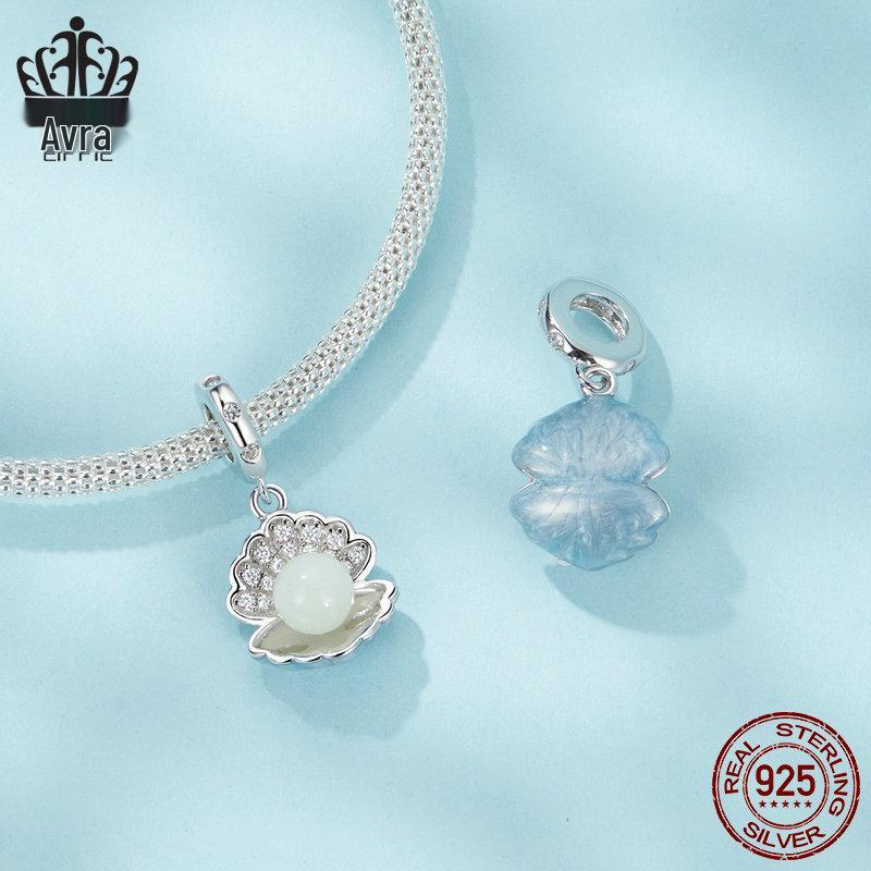 Avele Luminous Shell Pendant: Exquisite Ocean Style S925 Sterling Silver DIY Beaded Jewelry