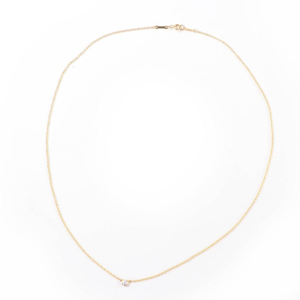 Tolles TIFFANY&Co. pro Meter Einzelner Diamantanhänger Diamant 0,05ct K18/750(YG) Gebraucht