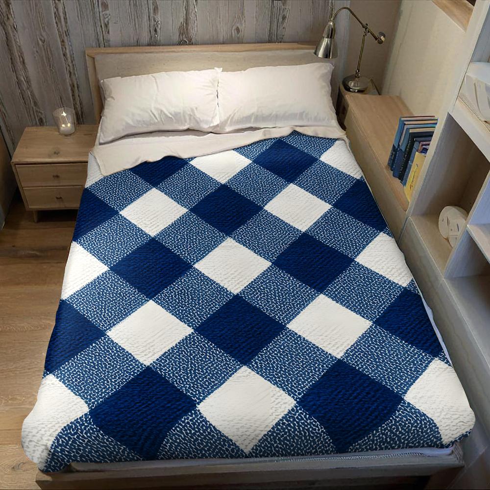 Marineblau karierte Flanelldecke Warm Weich Halloween Weihnachten Sofa Warm Gemütlich Dekoratives Dekor Geschenk für Alle Jahreszeiten