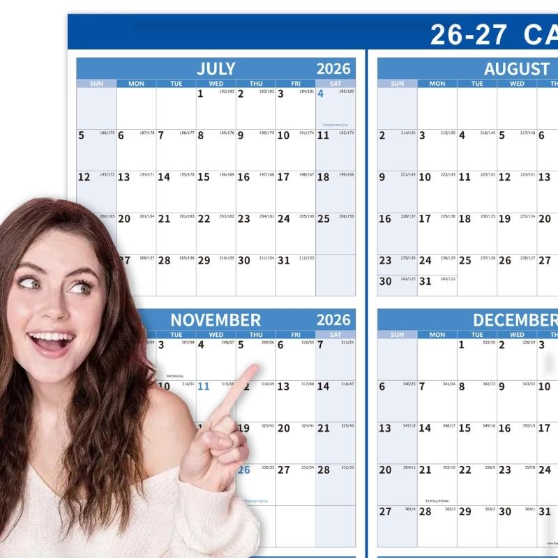 Calendario de Pared Doble Cara 2026 Planificador Anual de 12 Meses Calendario Borrable en Seco Calendario Mensual Para Planificación