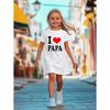 Cute "I LOVE PAPA" "I LOVE MAMA" Print Short Sleeve Girl Dress Summer Casual A-Line T-Shirt Dress with Round Neck Fashion Outfit