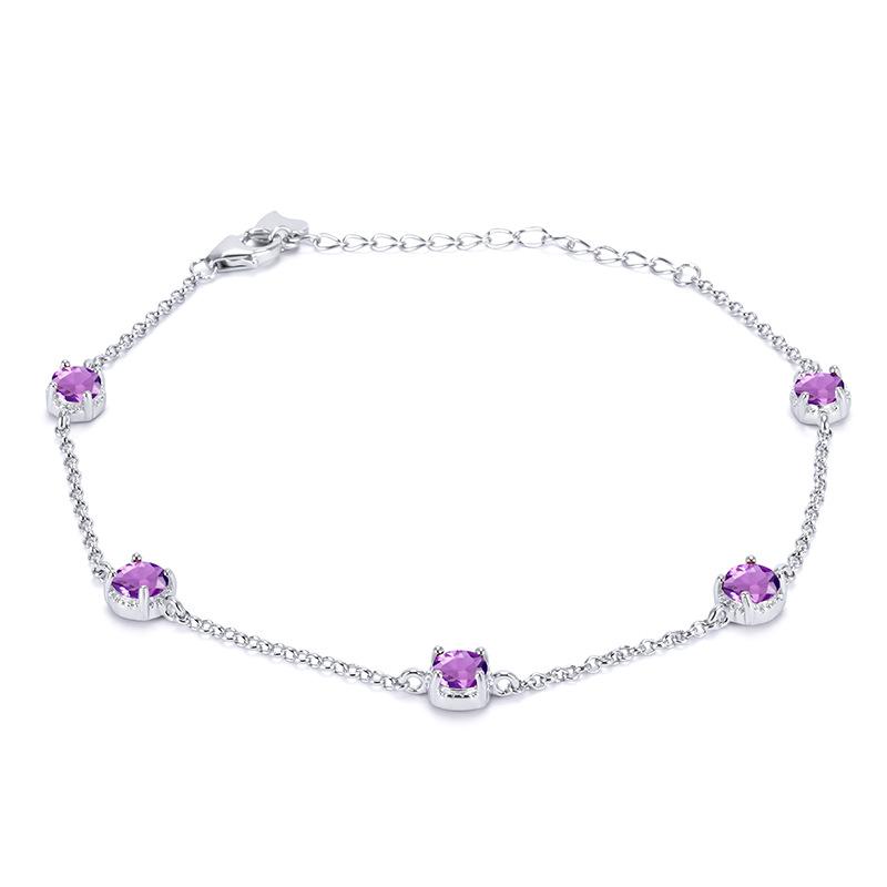 

S925 Sterling Silver Women Bracelet Natural 4mm Round Garnet Crystal Fashion Charm Accessories For Girl Daily Wear 925 silver