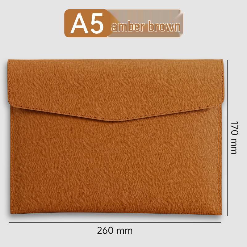 A4 Textured Leather File Bag, Custom Logo, Waterproof, Large Capacity Document Holder