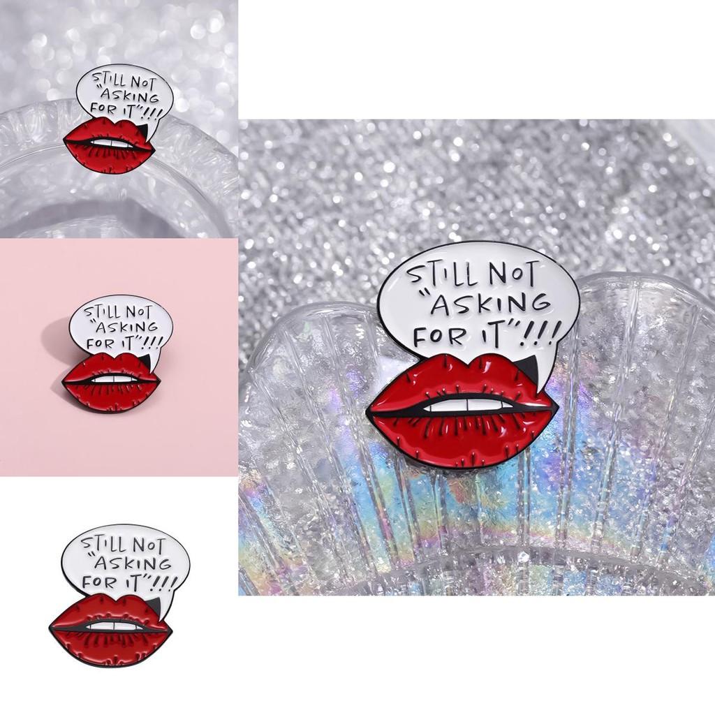 Alloy Brooch Playful Featuring Striking Red Lip Design And Quirky Expressions English