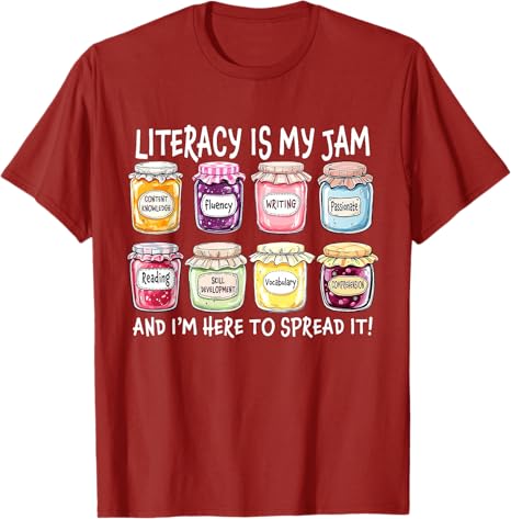 

Retro Literacy Is My Jam and Im Here To Spread It Funny TShirt Humor Y2k Design Streetwear Clothes Novelty Gift Short Sleeve S