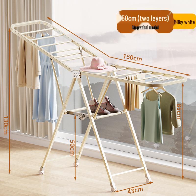 Foldable Wing-Shaped Clothes Drying Rack for Indoor/Outdoor Use