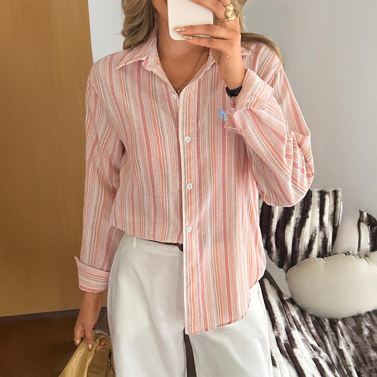 

Элегантные топы и рубашки с длинным рукавом для женского осенне-зимнего сезона 2025 S розовый