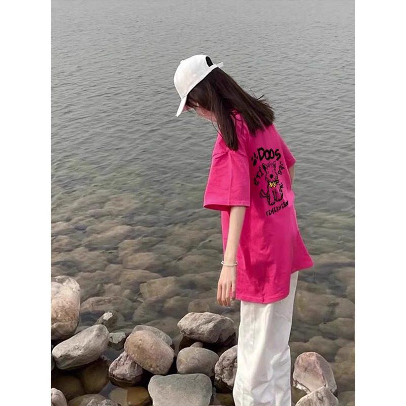 American Retro Plus Size Pitaya Cotton Short-Sleeve Loose Casual T-Shirt for Women