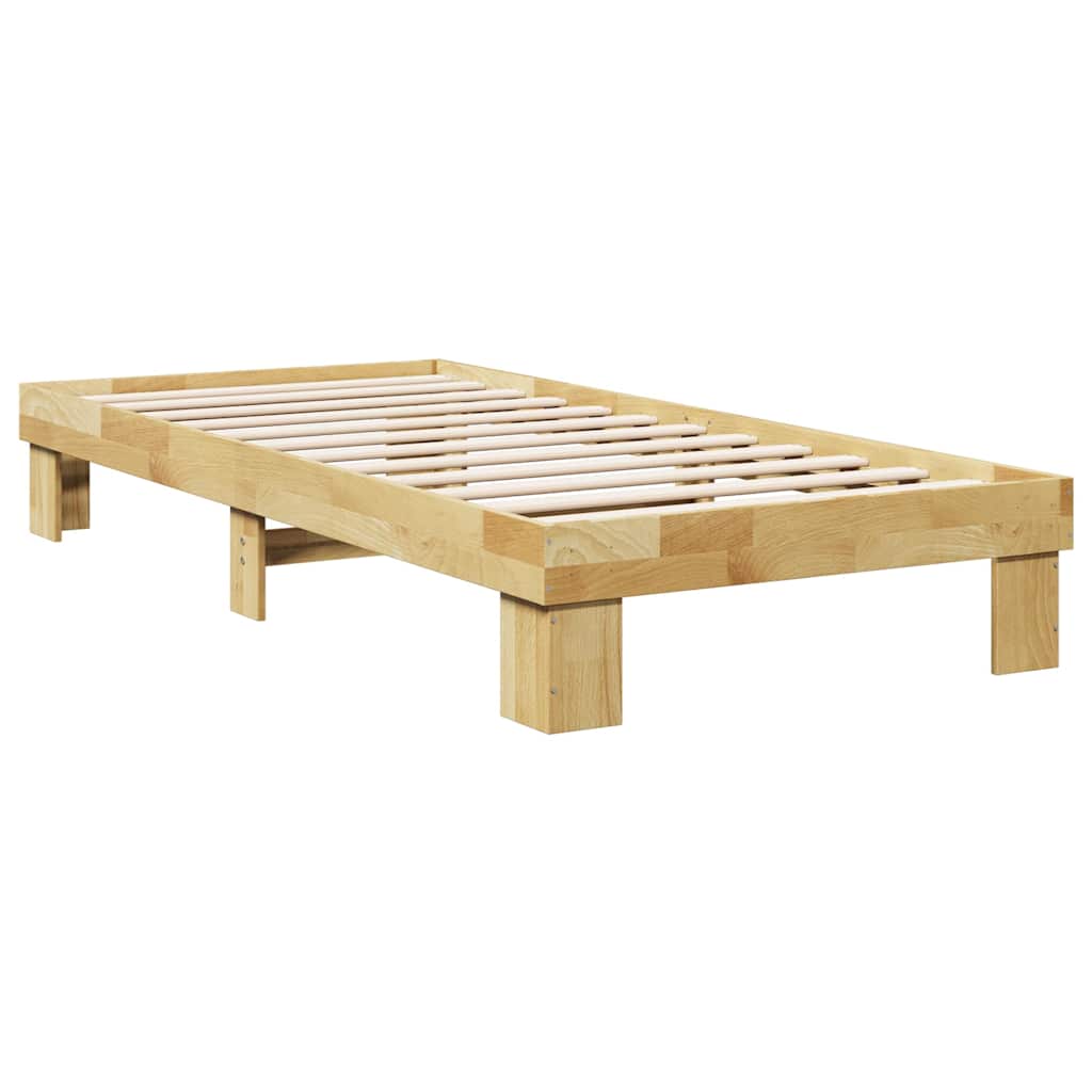 Solid Wood Bed Frame without Mattress 75 x 190 cm Oak