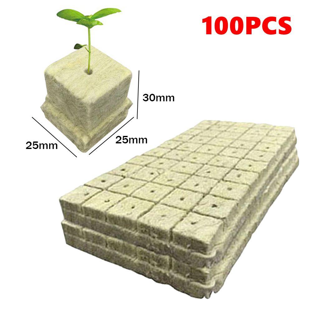100PCS/50PCS 40mm/30mm Stonewool Hydroponic Grow Media Cubes Plant Cubes Soilless Substrate Seeded Rock Wool Plug Seedling Block