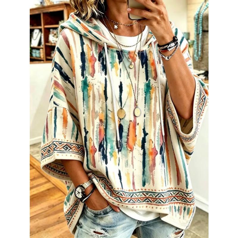 Damen Kapuzenpullover in Übergröße, Elegantes Bequemes Einfaches Muster Print, Modisch und Vielseitig