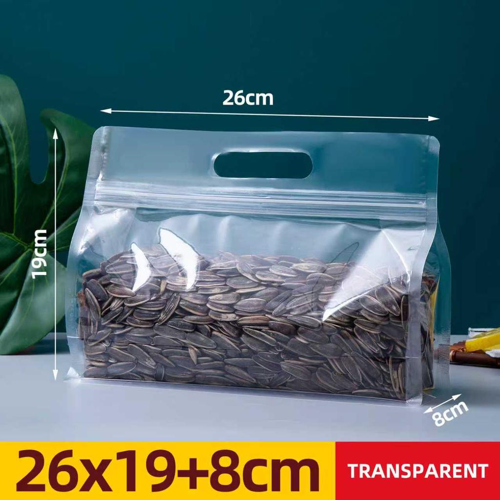 10/30pcs Wide Mouth Transparent 8-side Sealed Stand-up Bag Food Grade Storage Reusable Sealed Bag Snack Dry Fruit Storage Bag