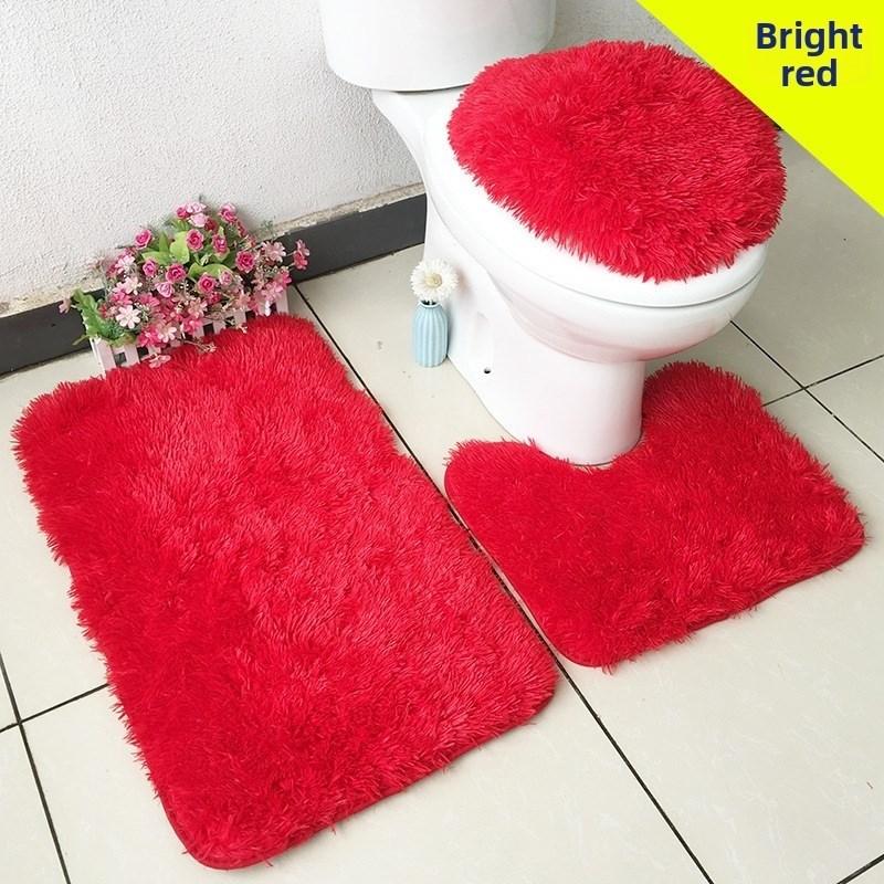 Solid Color Shaggy Bathroom Mat Set 50x80cm