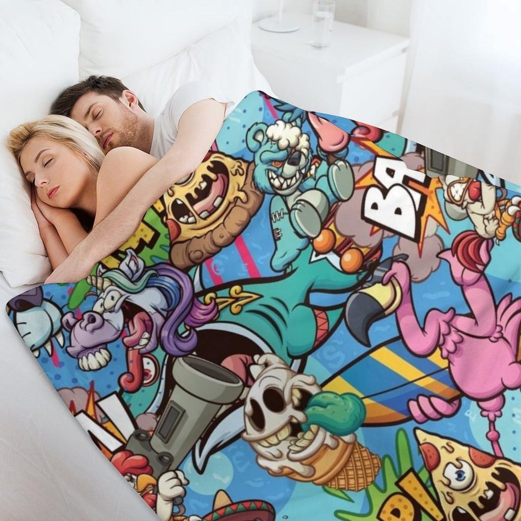 Graffiti Throw Blanket Fashion Sofas Decoratives Sleeping Bag Flannel Fabric Blankets