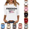 Women's Fashionable Casual Three-Quarter Sleeve 250th Anniversary Independence Day Print Neck Sweater