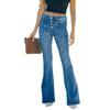 Jeans Femininos de Primavera e Outono Stretch Slim Splicing Calças Jeans Flare
