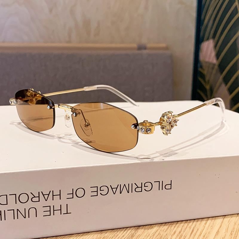 Jennie Style Frameless Diamond-Studded Silver Polygonal Sunglasses - High-End, Ultra-Light, Pure Desire Look