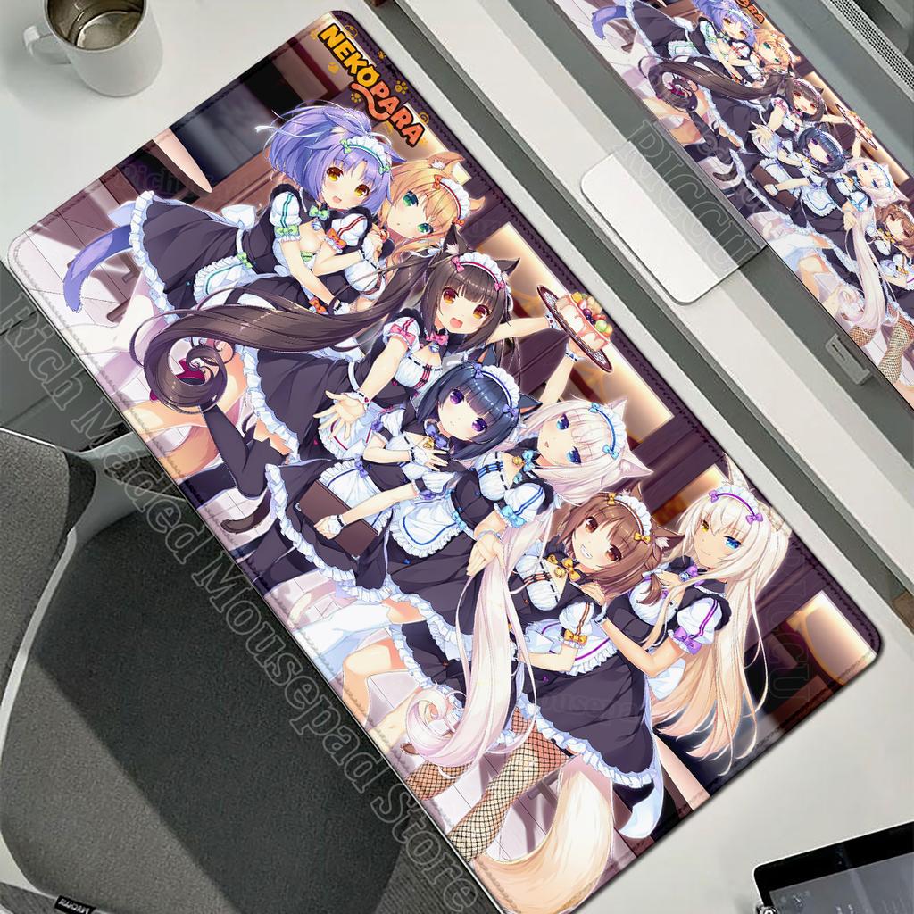 XXL Gamer Computer Desk Mat Nekopara Mouse Pad Cute Anime Girl Mousepad Carpet Office Laptop Mousemat Desktop Table Mat 900x400