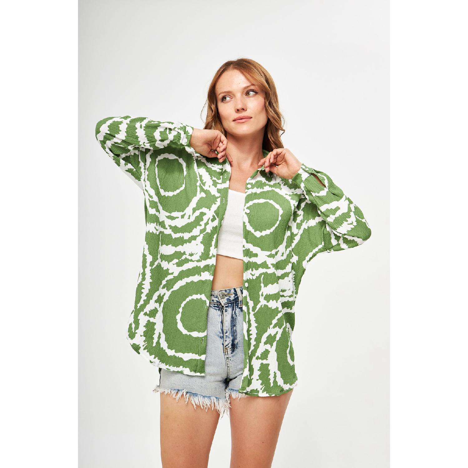 

Женская длинная базовая рубашка оверсайз с запахом, разноцветная S