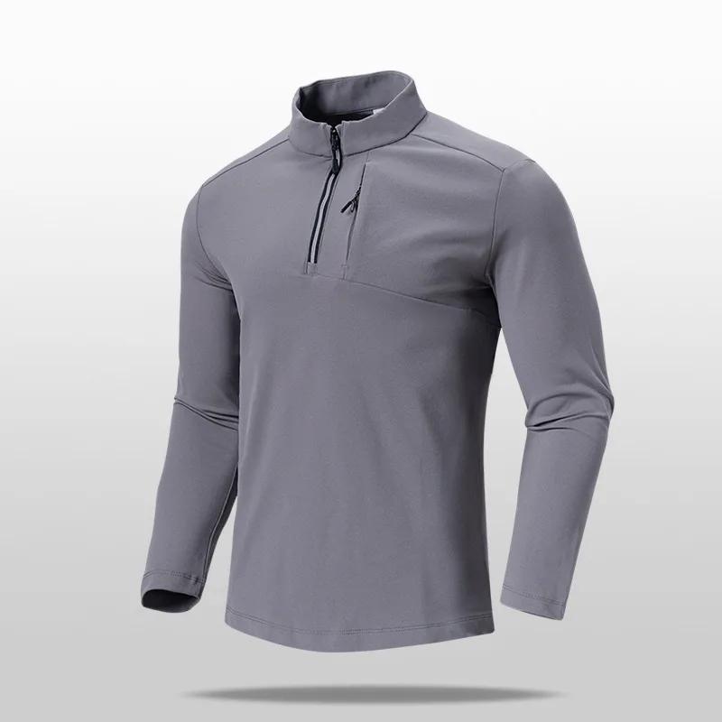 

Thin Fleece Sweatshirt T-Shirt Men s Long Sleeve Stand Collar Half Zip Running Casual Base Layer Shirt Tops 5XL