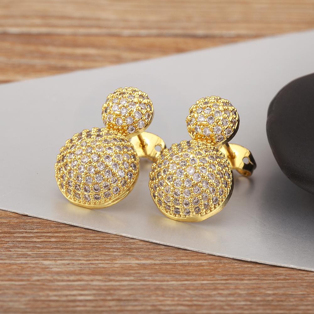 

Nidin New Trendy Semi-circular/Square Shape Zircon Irregular Geometric Charm Earrings For Women Luxury Ear Jewelry Accessories